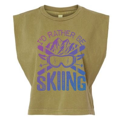 Id Rather Be Skiing Funny Cute Gift Skater Gift Garment-Dyed Women's Muscle Tee