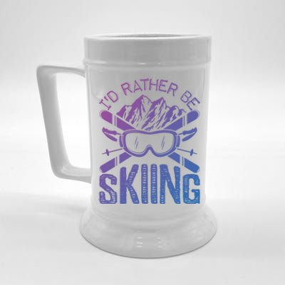 Id Rather Be Skiing Funny Cute Gift Skater Gift Beer Stein