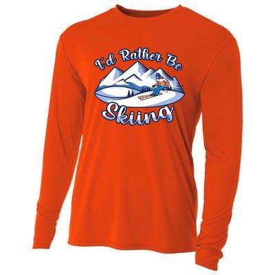 Id Rather Be Skiing Ski Enthusiast Design Cute Gift Cooling Performance Long Sleeve Crew