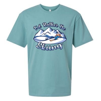 Id Rather Be Skiing Ski Enthusiast Design Cute Gift Sueded Cloud Jersey T-Shirt