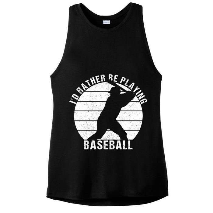 I'd Rather Be Playing Baseball Tee Baseball Player, Coach Ladies PosiCharge Tri-Blend Wicking Tank