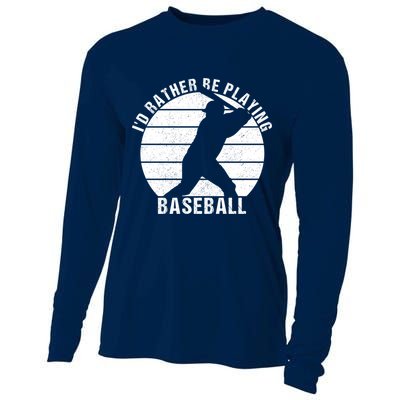 I'd Rather Be Playing Baseball Tee Baseball Player, Coach Cooling Performance Long Sleeve Crew