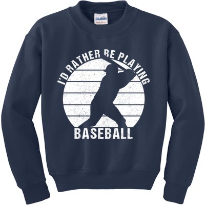 I'd Rather Be Playing Baseball Tee Baseball Player, Coach Kids Sweatshirt