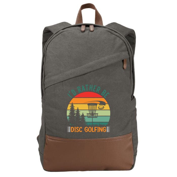 I'd Rather Be Disc Golfing Discs Funny Disc Golfer Cotton Canvas Backpack
