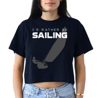I'd Rather Be Sailing Vintage Sailing Crop Top