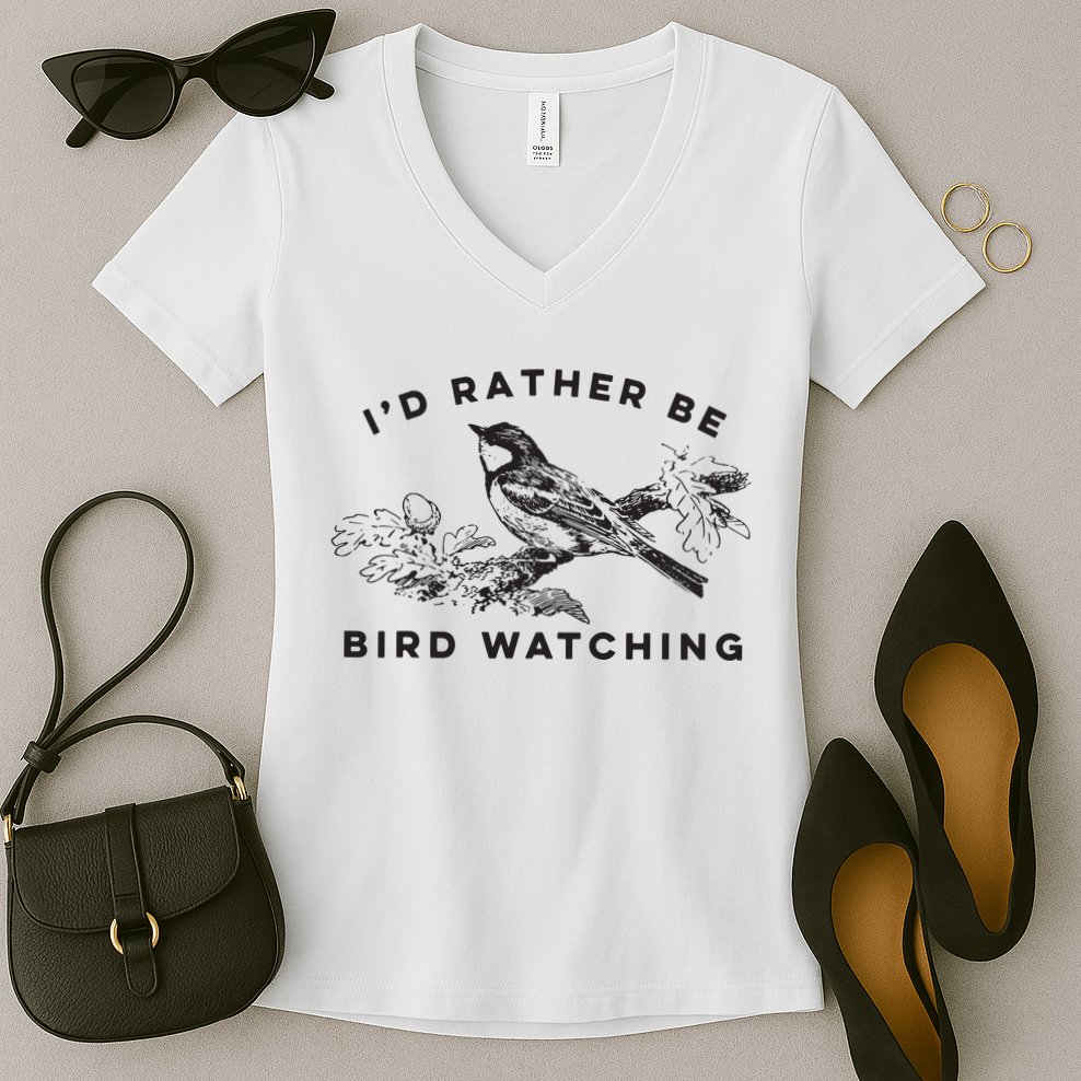 Id Rather Be Bird Watching Birding Nerd Gift Watcher Women's V-Neck T-Shirt