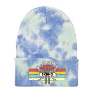 Id Rather Be Skiing Retro Snow Skiing Cross Country Skiing Gift Tie Dye 12in Knit Beanie