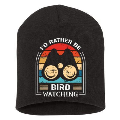 Id Rather Be Bird Watching Retro Bird Watching Short Acrylic Beanie