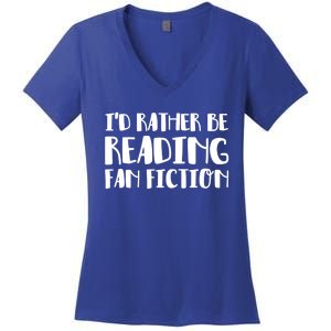 Id Rather Be Reading Fan Fiction Gift Women's V-Neck T-Shirt