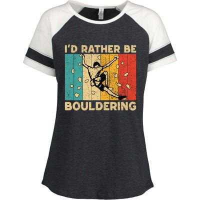 ID Rather Bouldering Funny Rock Climbing Bouldering Enza Ladies Jersey Colorblock Tee