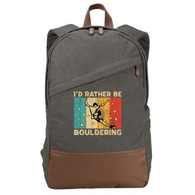 ID Rather Bouldering Funny Rock Climbing Bouldering Cotton Canvas Backpack