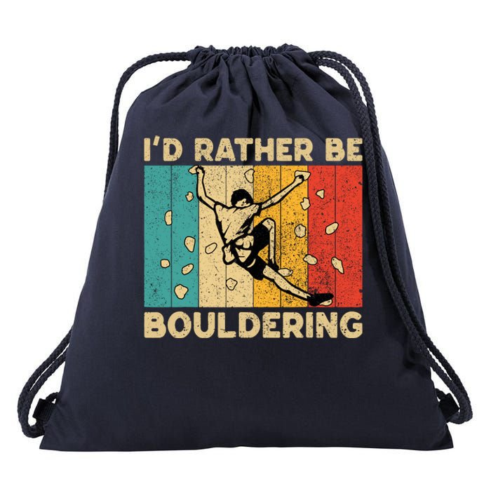 ID Rather Bouldering Funny Rock Climbing Bouldering Drawstring Bag