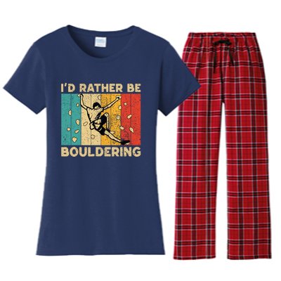 ID Rather Bouldering Funny Rock Climbing Bouldering Women's Flannel Pajama Set