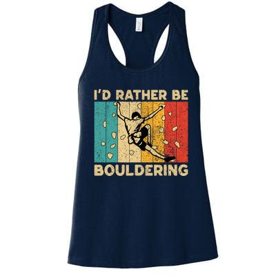 ID Rather Bouldering Funny Rock Climbing Bouldering Women's Racerback Tank