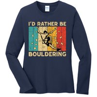 ID Rather Bouldering Funny Rock Climbing Bouldering Ladies Long Sleeve Shirt