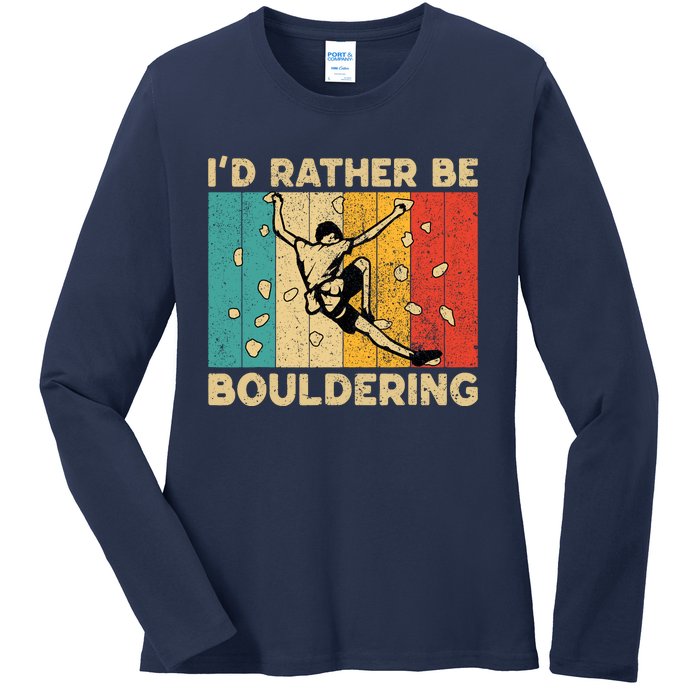 ID Rather Bouldering Funny Rock Climbing Bouldering Ladies Long Sleeve Shirt