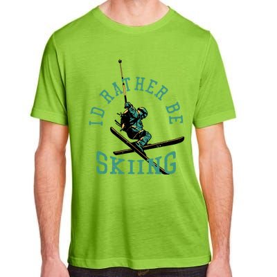 Id Rather Be Skiing Funny Retro Vintage Skiers Funny Gift Adult ChromaSoft Performance T-Shirt