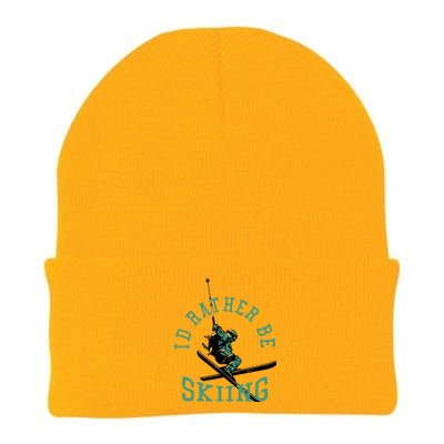 Id Rather Be Skiing Funny Retro Vintage Skiers Funny Gift Knit Cap Winter Beanie