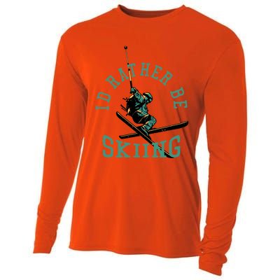 Id Rather Be Skiing Funny Retro Vintage Skiers Funny Gift Cooling Performance Long Sleeve Crew