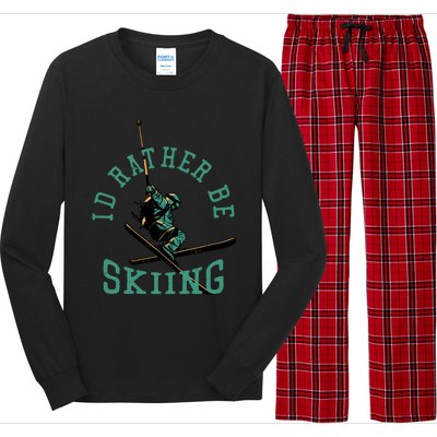 Id Rather Be Skiing Funny Retro Vintage Skiers Funny Gift Long Sleeve Pajama Set