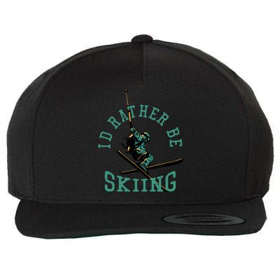 Id Rather Be Skiing Funny Retro Vintage Skiers Funny Gift Wool Snapback Cap