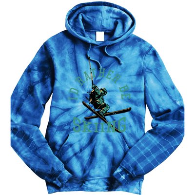 Id Rather Be Skiing Funny Retro Vintage Skiers Funny Gift Tie Dye Hoodie