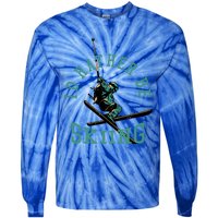 Id Rather Be Skiing Funny Retro Vintage Skiers Funny Gift Tie-Dye Long Sleeve Shirt