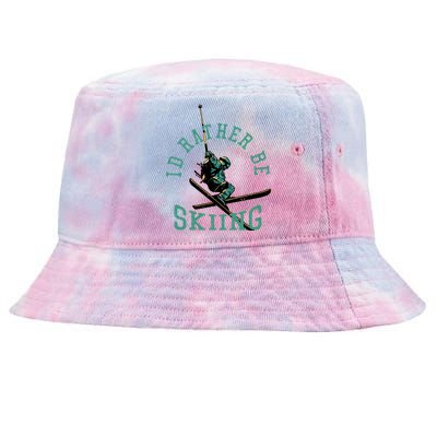 Id Rather Be Skiing Funny Retro Vintage Skiers Funny Gift Tie-Dyed Bucket Hat