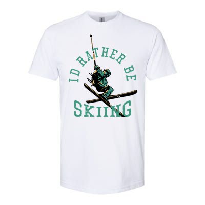 Id Rather Be Skiing Funny Retro Vintage Skiers Funny Gift Softstyle CVC T-Shirt