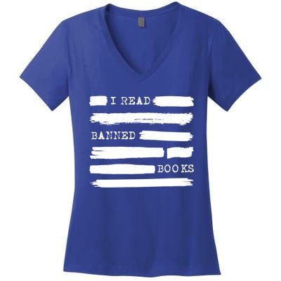 I Read Banned Books Banned Books Week Gift Librarian Teacher Women's V-Neck T-Shirt