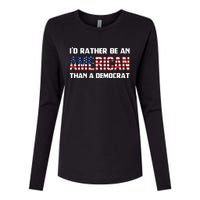 I'd Rather Be An American Than A Democrat, Fuck Biden Shirt Womens Cotton Relaxed Long Sleeve T-Shirt