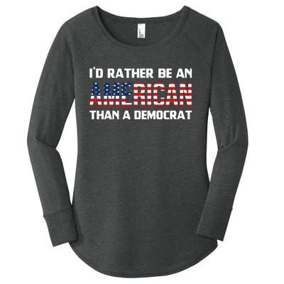 I'd Rather Be An American Than A Democrat, Fuck Biden Shirt Women's Perfect Tri Tunic Long Sleeve Shirt