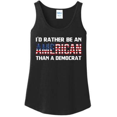 I'd Rather Be An American Than A Democrat, Fuck Biden Shirt Ladies Essential Tank