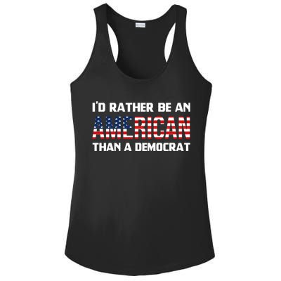 I'd Rather Be An American Than A Democrat, Fuck Biden Shirt Ladies PosiCharge Competitor Racerback Tank