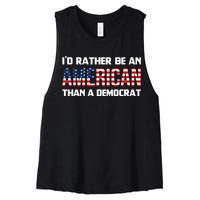 I'd Rather Be An American Than A Democrat, Fuck Biden Shirt Women's Racerback Cropped Tank