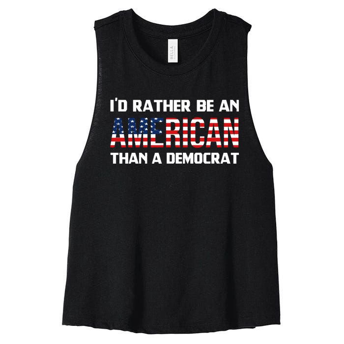 I'd Rather Be An American Than A Democrat, Fuck Biden Shirt Women's Racerback Cropped Tank