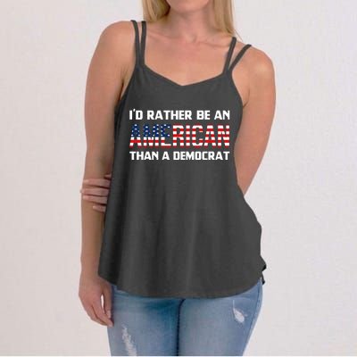 I'd Rather Be An American Than A Democrat, Fuck Biden Shirt Women's Strappy Tank