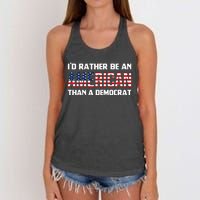 I'd Rather Be An American Than A Democrat, Fuck Biden Shirt Women's Knotted Racerback Tank