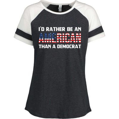 I'd Rather Be An American Than A Democrat, Fuck Biden Shirt Enza Ladies Jersey Colorblock Tee