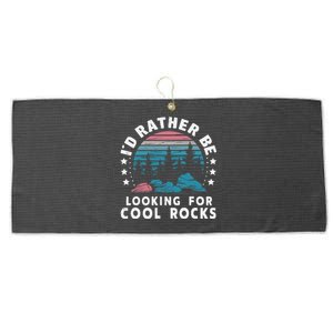 ID Rather Be Looking For Cool Rocks Large Microfiber Waffle Golf Towel