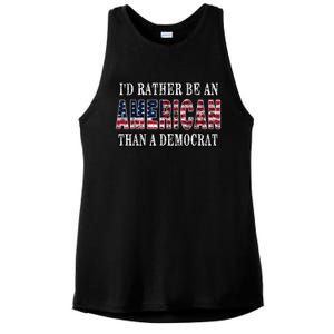 Id Rather Be An American Than A Democrat USA American Flag Ladies PosiCharge Tri-Blend Wicking Tank