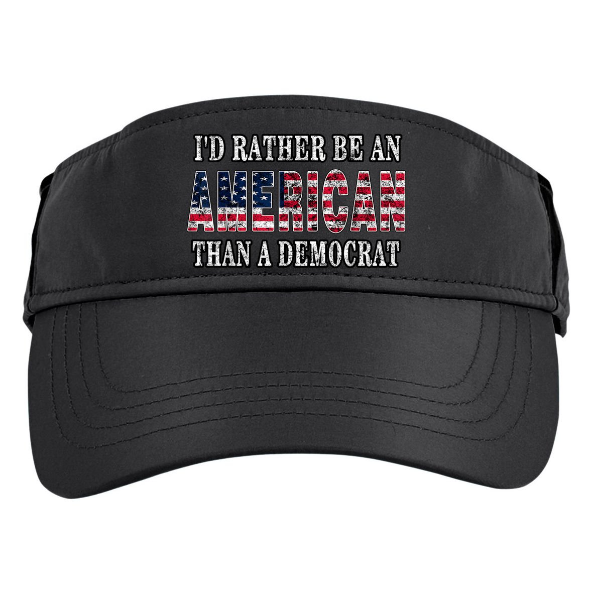 Id Rather Be An American Than A Democrat USA American Flag Adult Drive Performance Visor