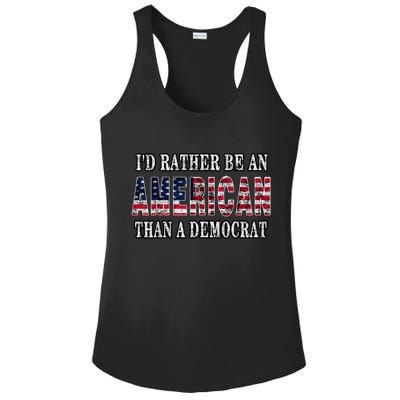 Id Rather Be An American Than A Democrat USA American Flag Ladies PosiCharge Competitor Racerback Tank