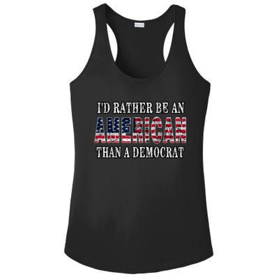 Id Rather Be An American Than A Democrat USA American Flag Ladies PosiCharge Competitor Racerback Tank