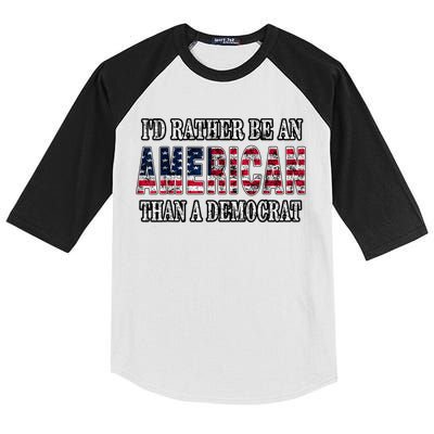 Id Rather Be An American Than A Democrat USA American Flag Kids Colorblock Raglan Jersey