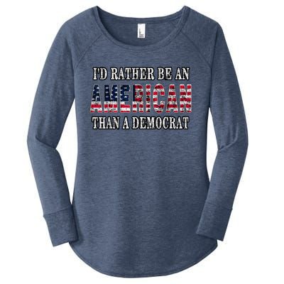 Id Rather Be An American Than A Democrat USA American Flag Women's Perfect Tri Tunic Long Sleeve Shirt