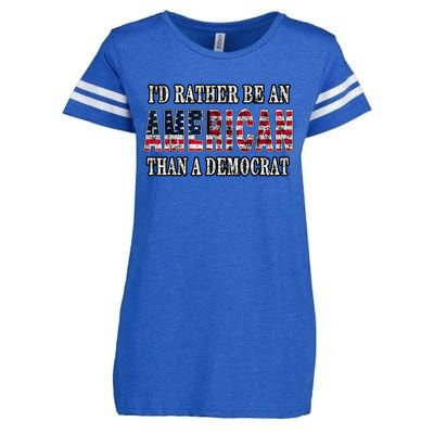 Id Rather Be An American Than A Democrat USA American Flag Enza Ladies Jersey Football T-Shirt