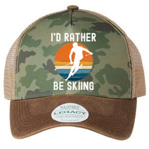 Id Rather Be Skiing Retro Sunset Skier Gift Legacy Tie Dye Trucker Hat