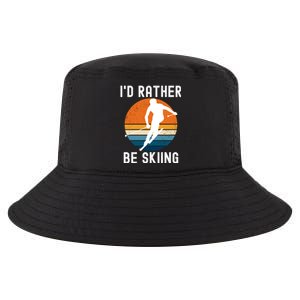 Id Rather Be Skiing Retro Sunset Skier Gift Cool Comfort Performance Bucket Hat