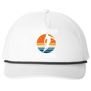 Id Rather Be Skiing Retro Sunset Skier Gift Snapback Five-Panel Rope Hat